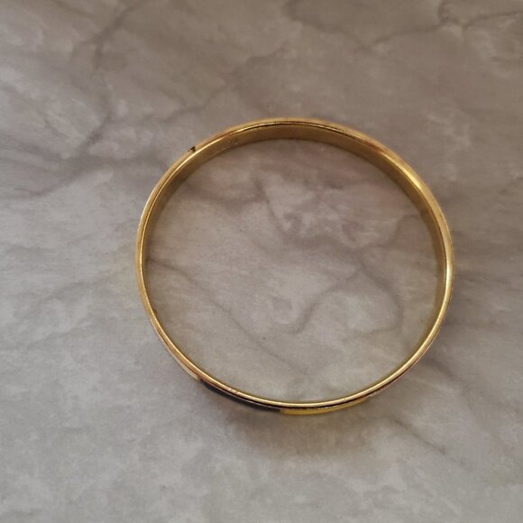 💛 Vintage Y2k 00s 2000's J.CreYellow Cream Blue Enamel Bangle Bracelet 💛 - Picture 6 of 8